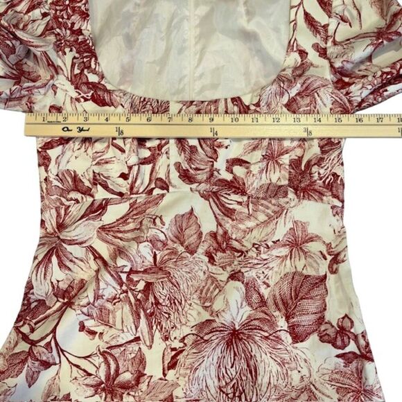 Petersyn Lilah Dress in Perth Long Puff Sleeve Zip Back Mini Red White Size XS - Picture 11 of 15